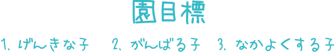 園目標 1.げんきな子 2.がんばる子 3.なかよくする子